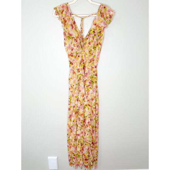 MISA Los Angeles Womens Claudita Floral Chiffon Ruffle Maxi Dress Multicolor XS - Picture 4 of 8